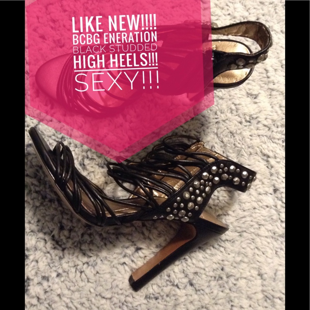 BCBG Eneration Black Studded High Heels! Size 6.5!